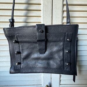 Botkier Black Pebbled Leather Studded Crossbody Bag
